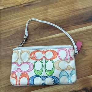 Coach Orange and Pink Clutch Wristlet